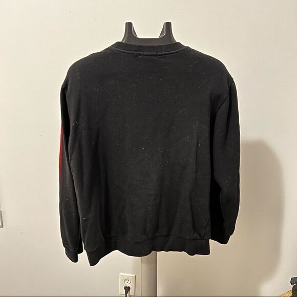 Forever 21 Black Men’s Crewneck Sweatshirt w/ Red Accents Size Large Cozy - Picture 4 of 4